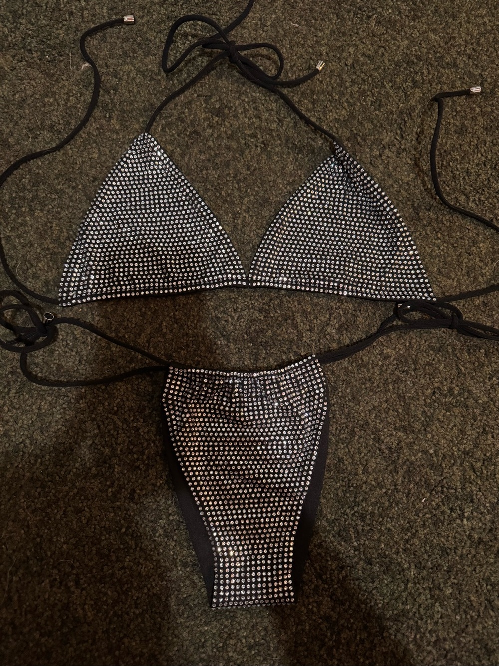 Sara Designs Rhinestone Brazilian Bikini NWOT